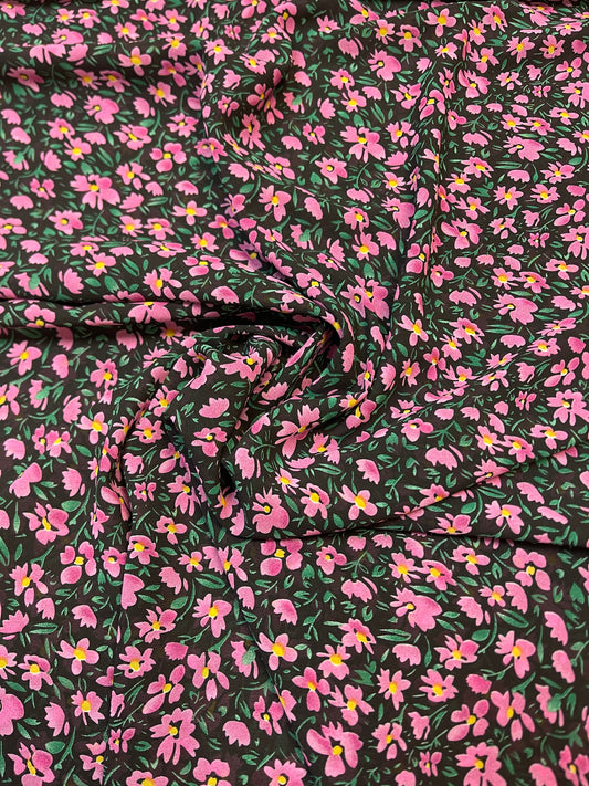 Chiffon - petites fleurs roses | 150 cm | 65 g/m²