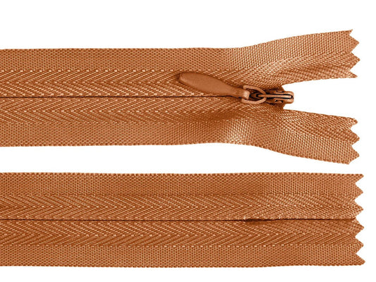 Image of concealed zipper - warm brown – available at Charlotte's Fabrics