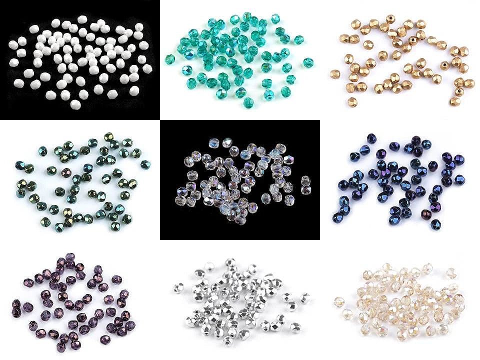 Perles en verre tchèque facettées 3 mm - couleurs variées 5 g