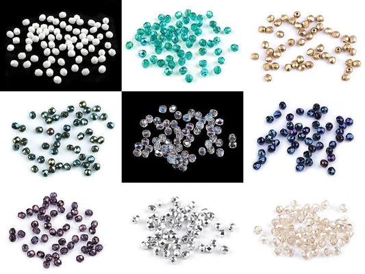 Faceted Czech glass beads 3 mm - assorted colors 5 g