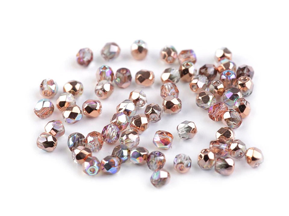 Perles en verre tchèque facettées 3 mm - couleurs assorties 5 g
