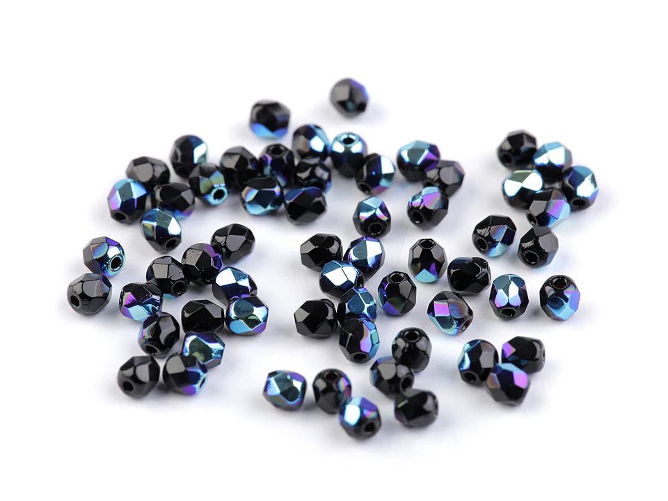 Perles en verre de Bohême facettées 3 mm - couleurs assorties, 5 g