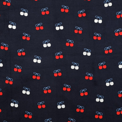 Fine cotton corduroy - cherries, available online at Šarlotes audumi