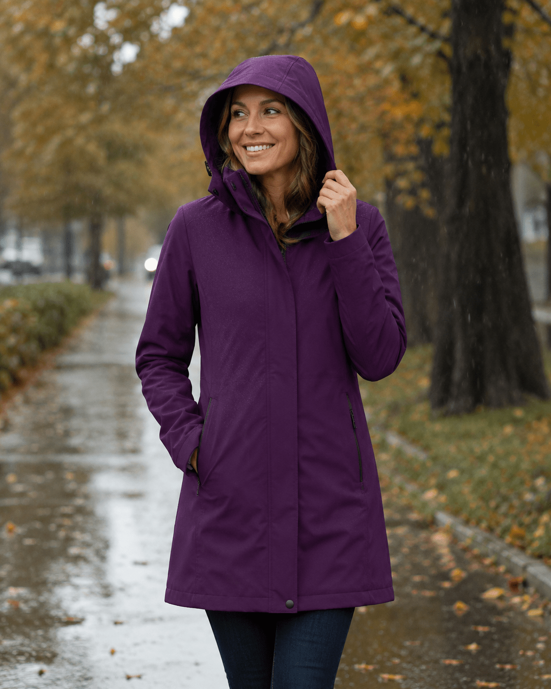 Kuva: vedenpitävä violetti Softshell-kangas – saatavilla verkossa Šarlotes audumi