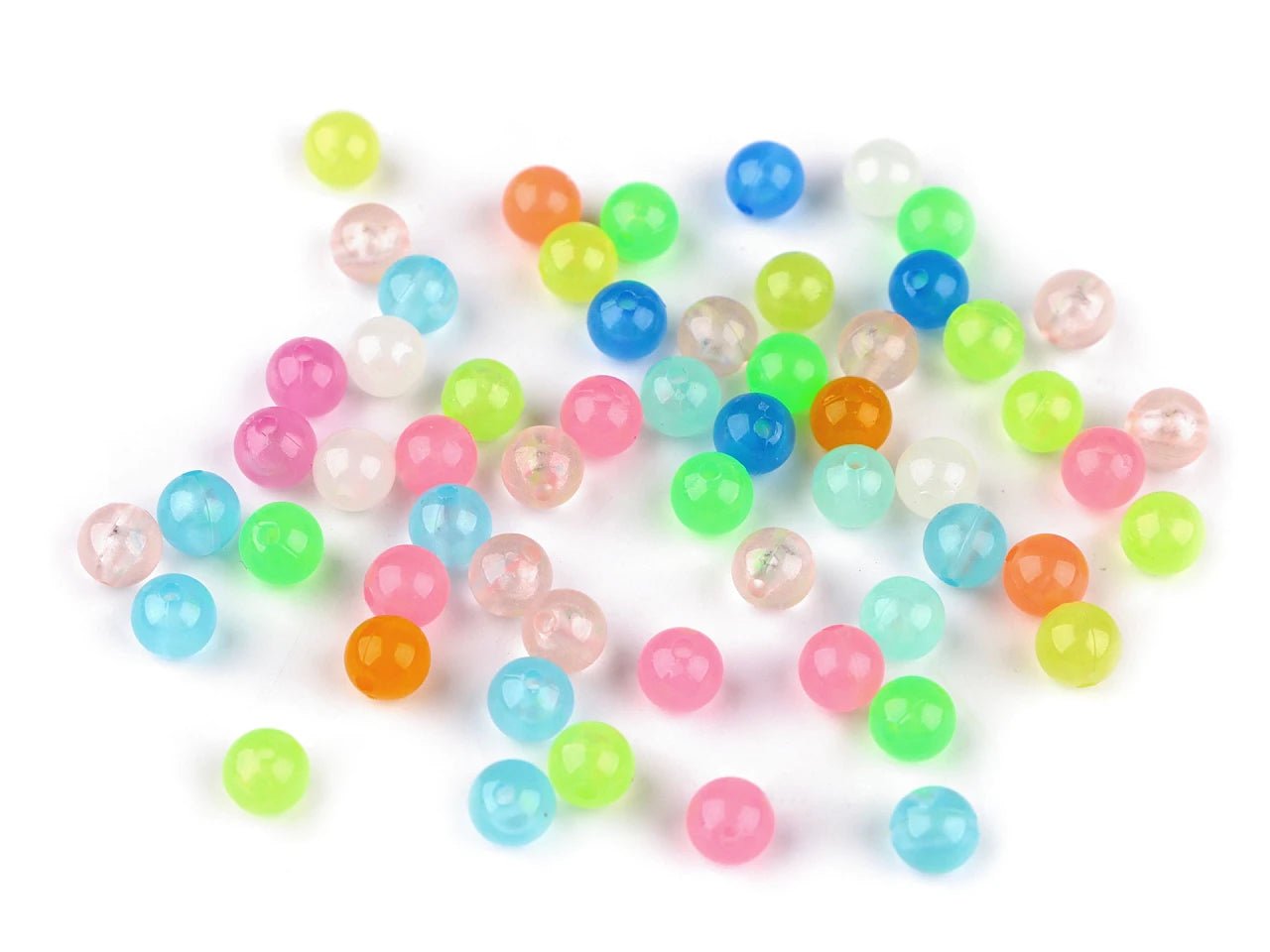 Spécialement conçues pour briller dans le noir, perles en plastique Ø8 mm 20 g (couleurs assorties, mix)