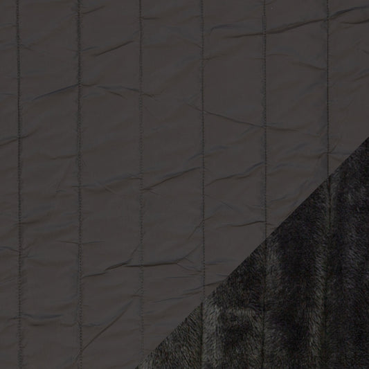 Image of gray quilted fabric with fleece lining – available online at Šarlotes audumi