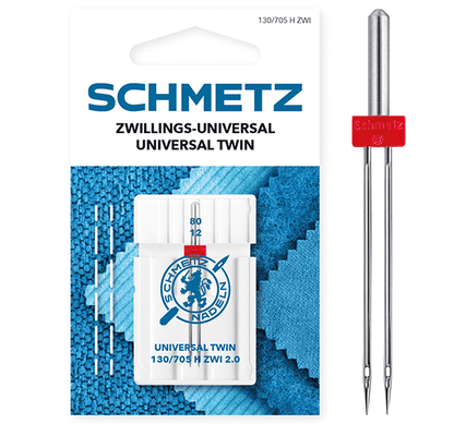Attēls ar Šujmašīnu adata dubultā universālā SCHMETZ UNIVERSAL TWIN ZWI - Nr.2/80 (1gab.) – pieejams Šarlotes audumi