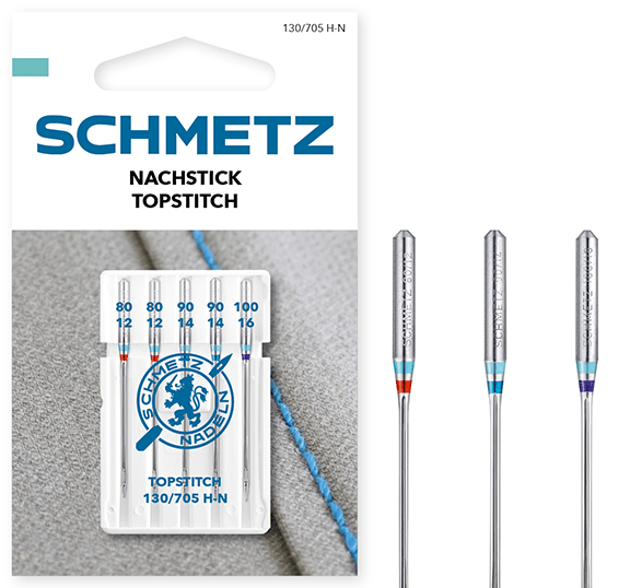 Aiguilles pour machine à coudre pour points décoratifs SCHMETZ TOPSTITCH NEEDLES - n°80/90/100 (5 pièces)