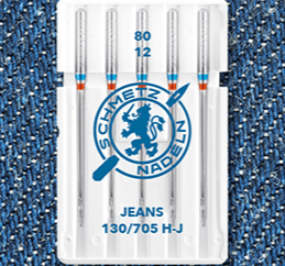 Aiguilles pour machine à coudre pour jean SCHMETZ JEANS - n°80 (5 pièces)