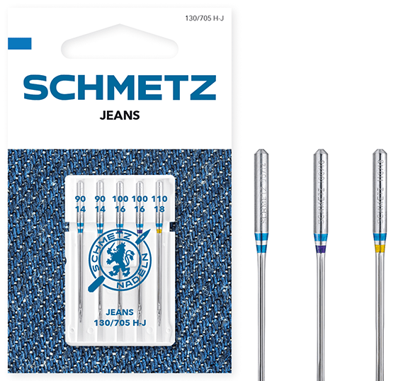 Aiguilles pour machine à coudre pour jean SCHMETZ JEANS - N°90/100/110 (5 pcs.)