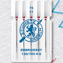 Image avec aiguilles pour machine à broder SCHMETZ EMBROIDERY NEEDLES - n°75 (5 pcs) – disponible chez Šarlotes audumi