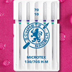 Aiguilles pour machine à coudre pour tissus fins SCHMETZ MICROTEX - n°70 (5 pièces)