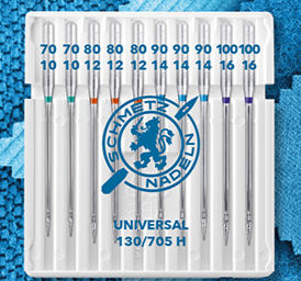 Aiguilles universelles pour machine à coudre SCHMETZ UNIVERSAL - n° 70/80/90/100 (10 pcs.)