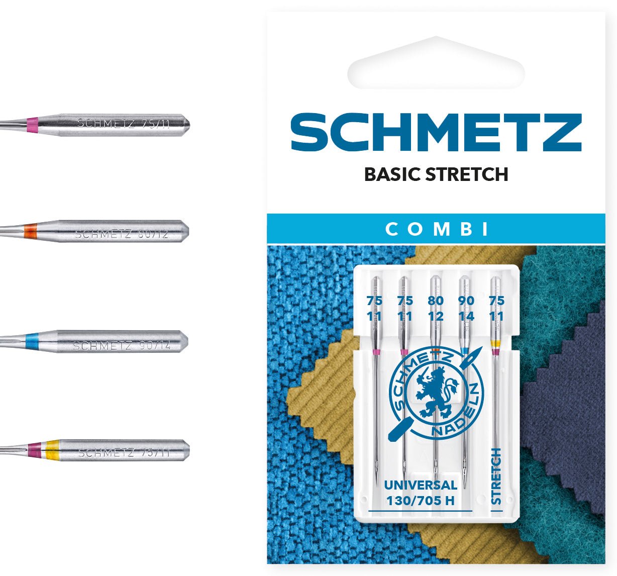 Šujmašīnu adatu komplekts SCHMETZ COMBI 5 UNIVERSAL/STRETCH (5gab.)