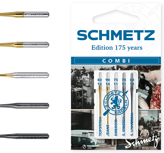 alt
Image with SCHMETZ Combi Edition 175 Years sewing machine needle set – 5 pcs. – available at Šarlotes audumi