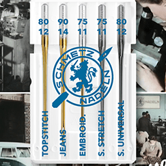 Image with sewing machine needle set SCHMETZ Combi Edition 175 Years – 5 pcs. – available at Charlotte Fabrics