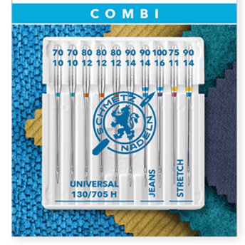 Image with SCHMETZ CREATIVE 10 JEANS/UNIVERSAL/STRETCH sewing machine needle set (10 pcs.) – available at Charlotte's Fabrics