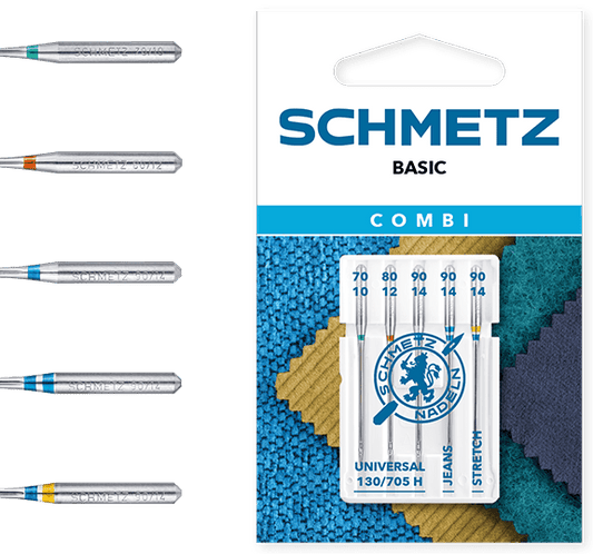 Image with SCHMETZ CREATIVE 5 UNIVERSAL/JEANS/STRETCH sewing machine needle set (5 pcs.) – available at Šarlotes audumi