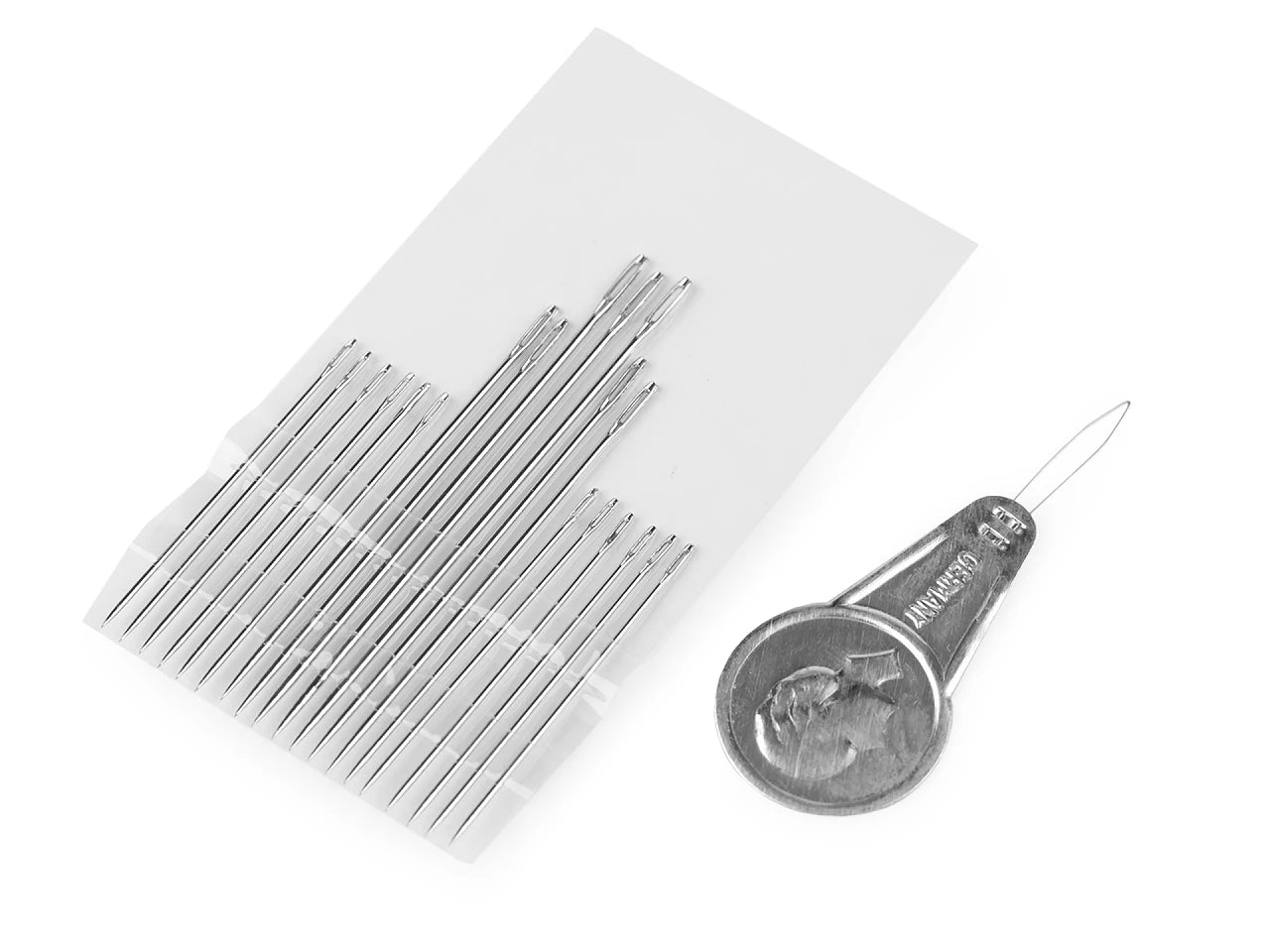 Aiguilles à coudre, pointues - 37 - 60 mm + enfile-aiguille