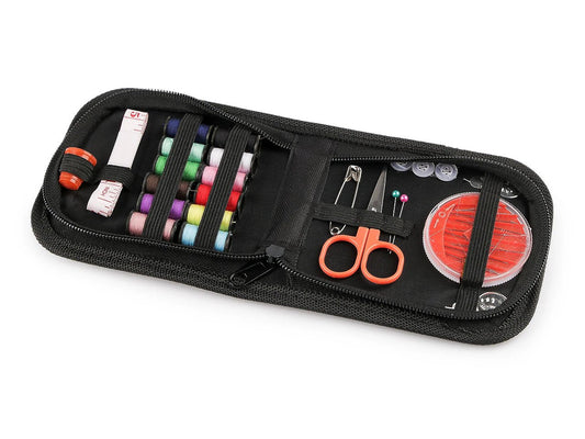 Image of a sewing kit in a pouch – available at Charlotte's Fabrics