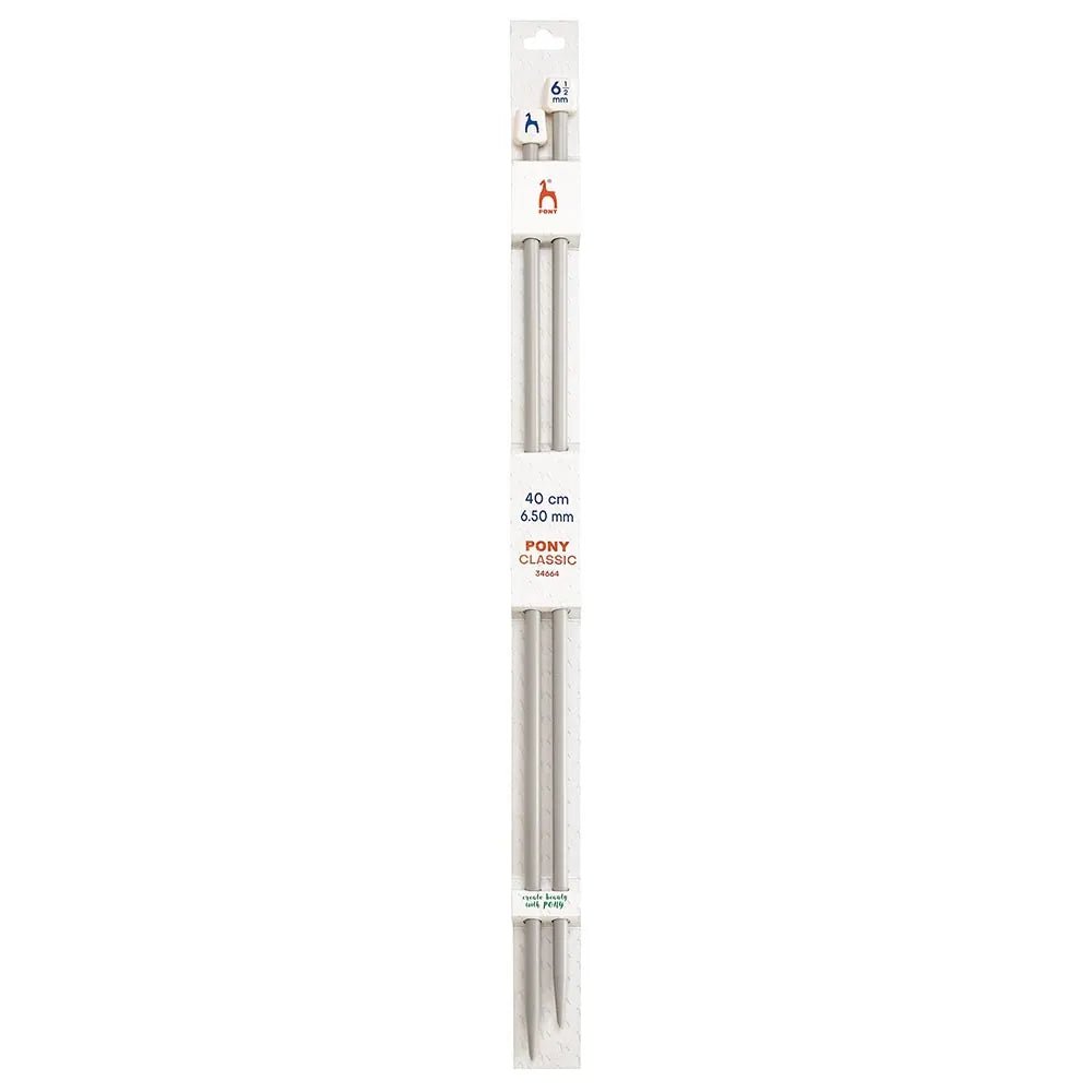 Aiguilles à tricoter droites Pony 40 cm, tailles 2 mm - 10 mm