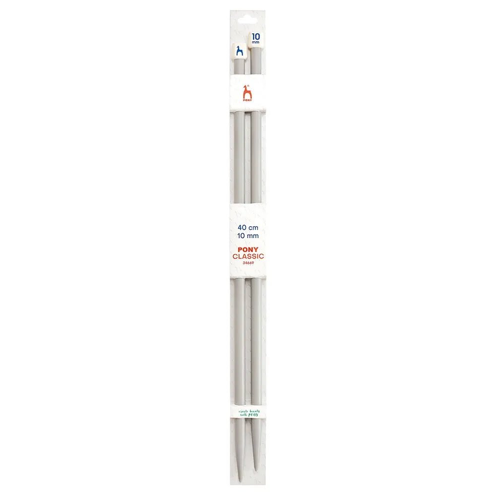 Aiguilles à tricoter droites Pony 40 cm, tailles 2 mm - 10 mm