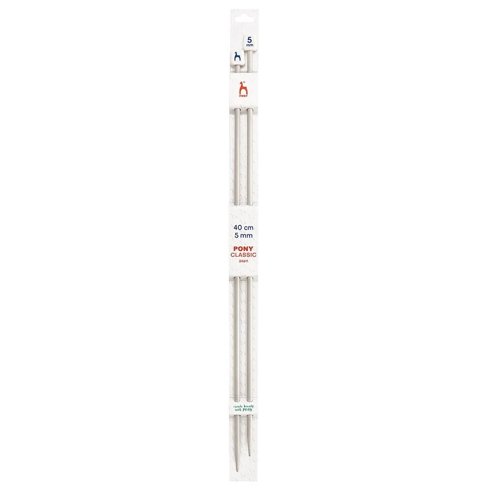 Aiguilles à tricoter droites Pony 40 cm, tailles 2 mm - 10 mm
