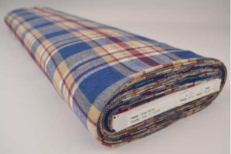 Beige-sininen ruudullinen flanelli
