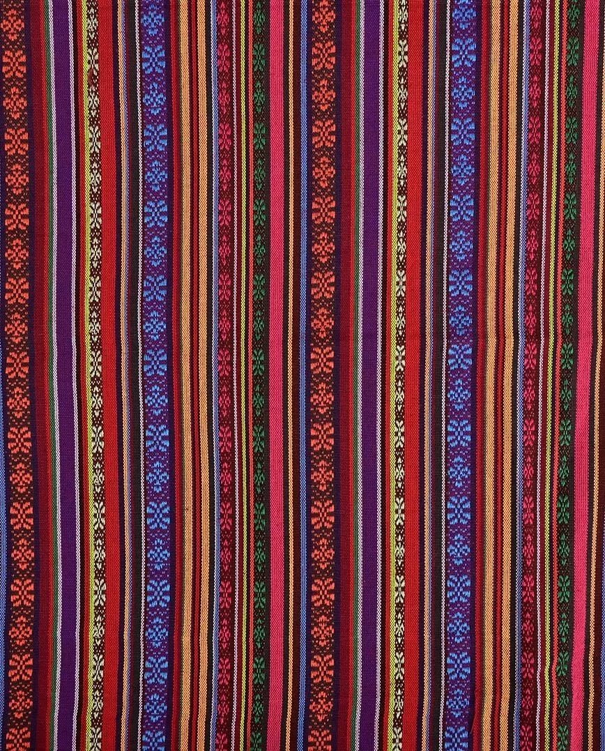Stoff mit folkloristischem Muster – rote und blaue Töne 200 g/m²