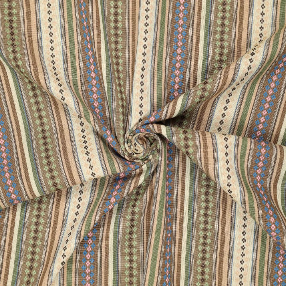 Folk-pattern fabric - green shades 200 g/m²