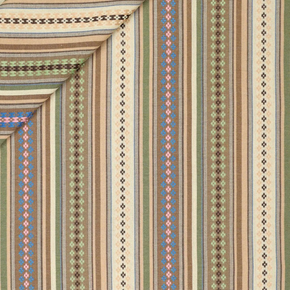Ethnic pattern fabric - green tones 200 g/m²