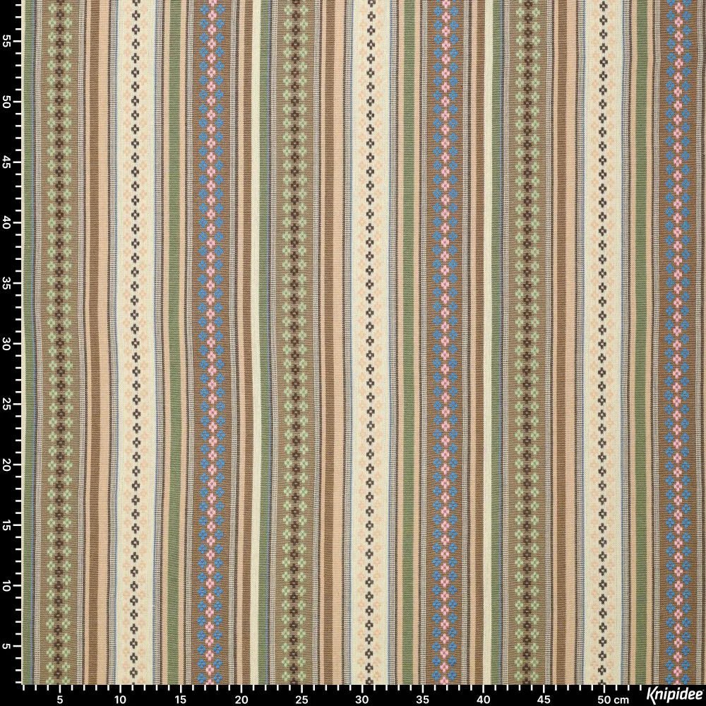 Folk pattern fabric - green tones 200 g/m²