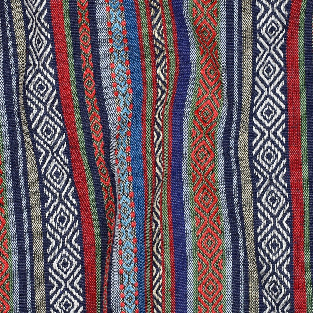 Folk pattern fabric - blue and orange shades 200 g/m²