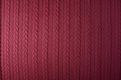 Attēls ar Trikotāžas audums ar adījuma rakstu - bordo pīnes 340 g/m² – pieejams Šarlotes audumi