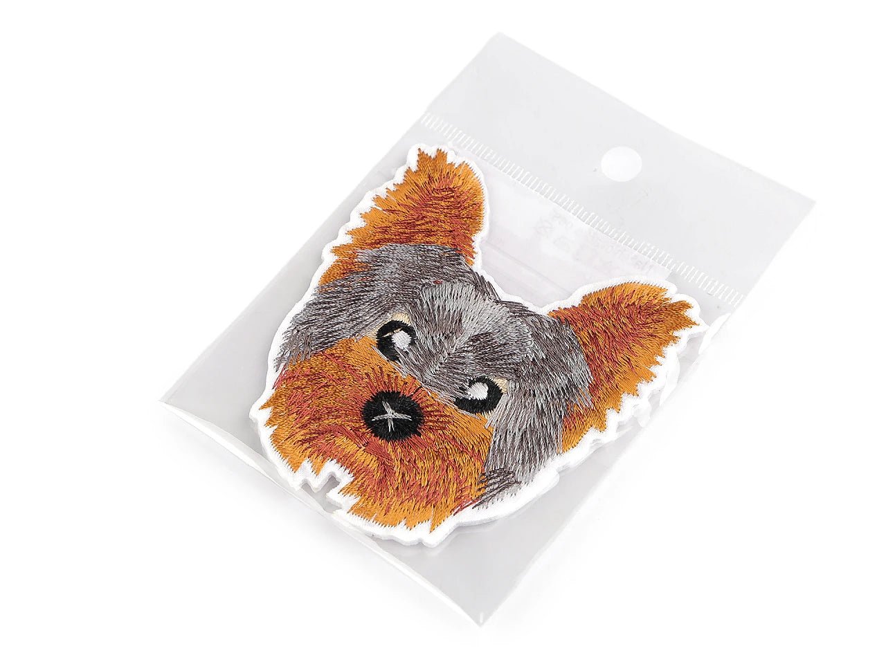 Image of iron-on Yorkshire Terrier appliqué 7.5 x 8 cm – embroidered fabric patch – available online at Charlotte's Fabrics