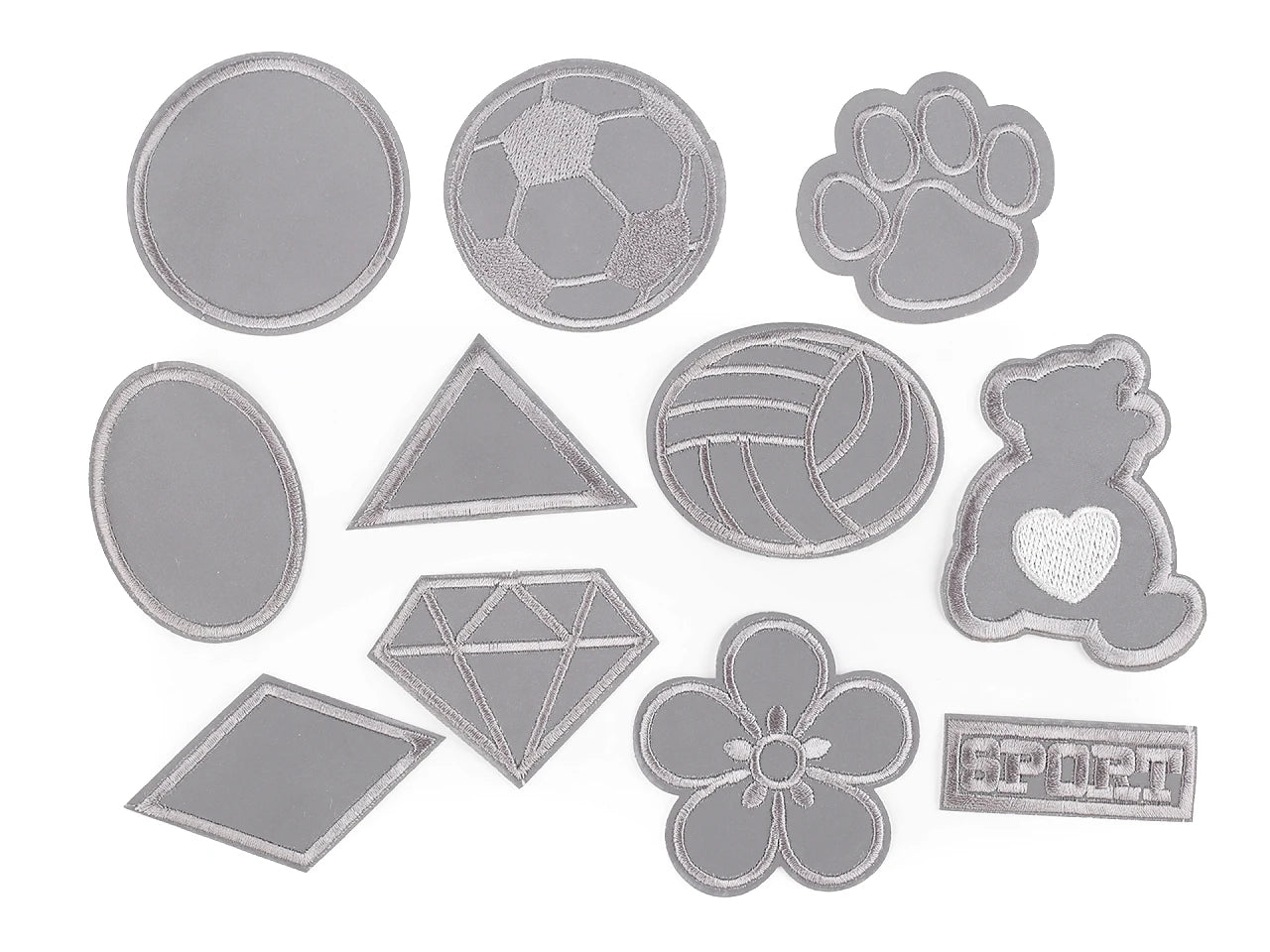Image avec des bandes réfléchissantes thermocollantes, appliqués | différentes formes et tailles – disponibles chez Šarlotes audumi