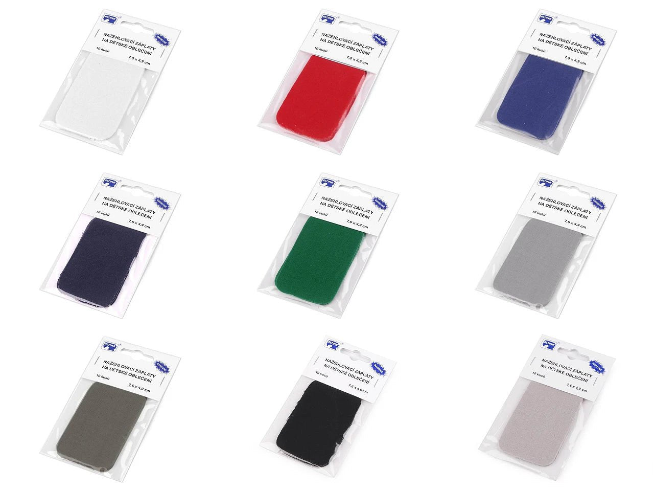 Image avec écusson thermocollant| 7,6 × 4,9 cm 10 pièces| couleurs variées – disponible chez Šarlotes audumi