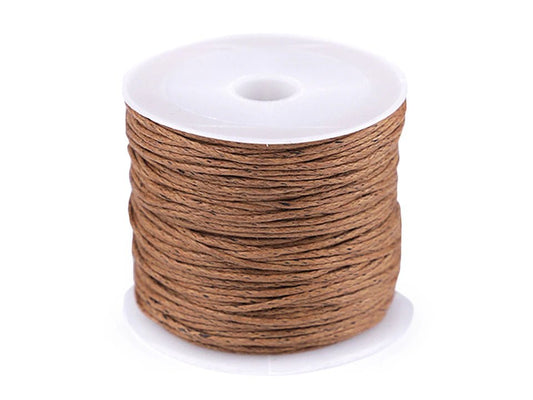 Waxed cotton cord Ø 0.8 mm - brown cognac (25 m roll)