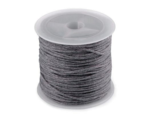 Waxed cotton cord Ø 0.8 mm - ash gray (25 m roll)