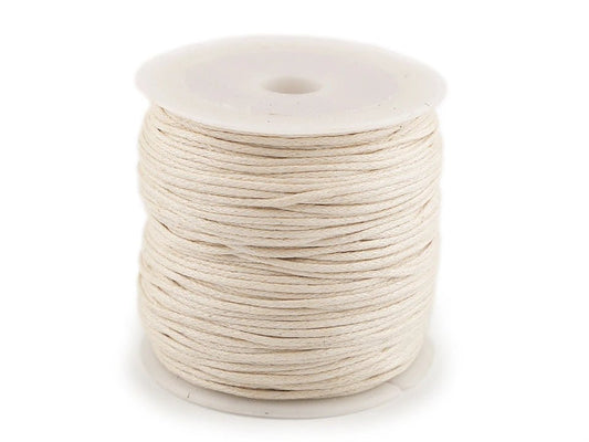 Waxed cotton cord Ø 0,8 mm - milky white (25 m roll)