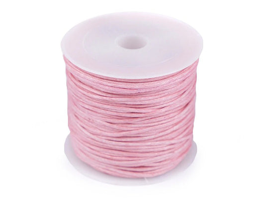 Waxed cotton cord Ø 0,8 mm - powder pink (25 m roll)