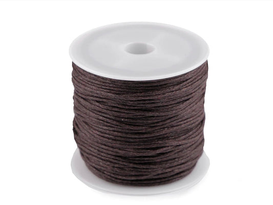 Waxed cotton cord Ø 0.8 mm - dark brown (25 m roll)