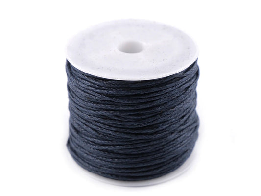 Waxed cotton cord Ø 0,8 mm - dark blue (25 m roll)