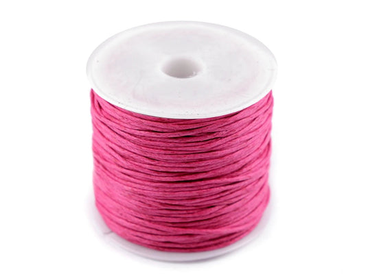 Vaxed cotton cord Ø 0.8 mm - raspberry pink (25 m roll)