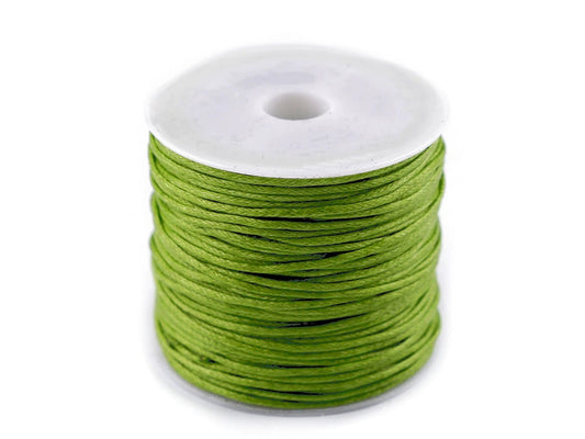 Waxed cotton cord Ø 0.8 mm - green apple shade (25 m roll)