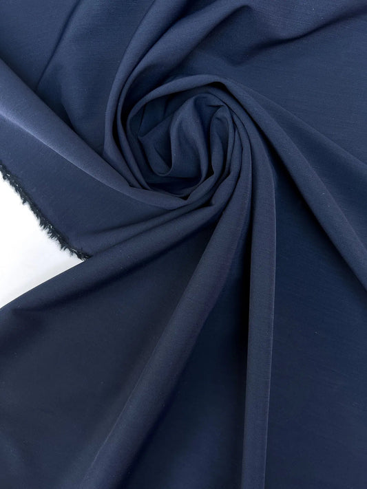 Wool fabric with silk - dark blue 160 g/m²