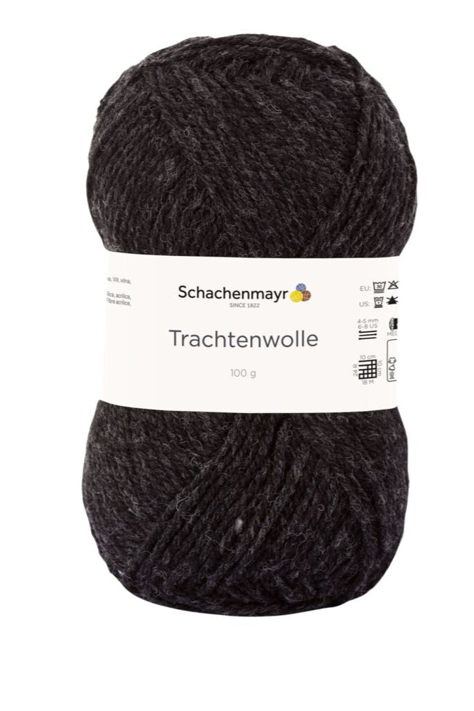 Wool yarn Schachenmayr Trachtenwolle 185 m 100 g-black mélange #00098