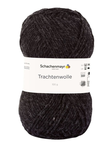 Wool yarn Schachenmayr Trachtenwolle 185 m 100 g-black mélange #00098