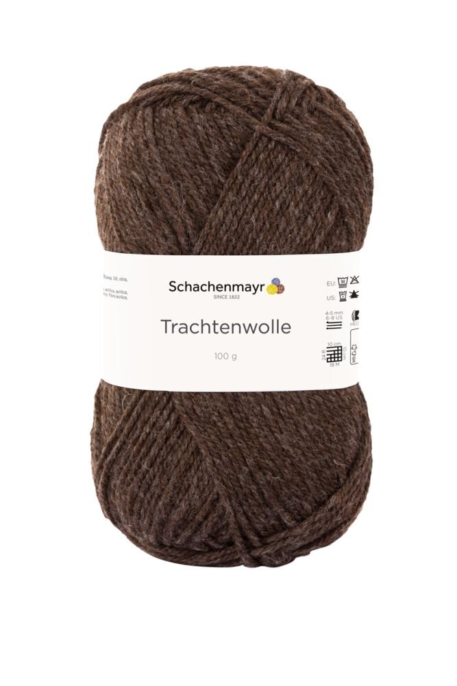 Wool Yarn Schachenmayr Trachtenwolle 185 m 100 g - chocolate brown melange #00010