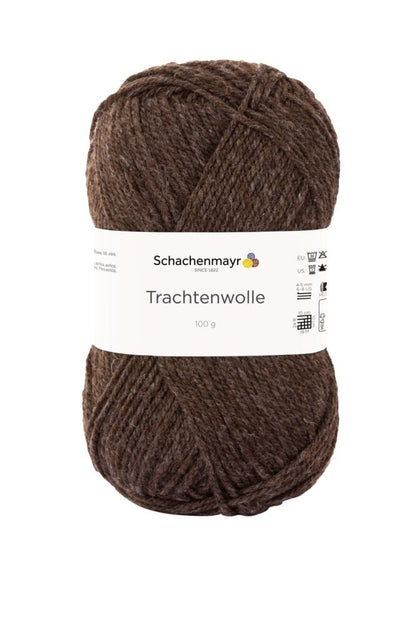 Wool Yarn Schachenmayr Trachtenwolle 185 m 100 g - chocolate brown melange #00010
